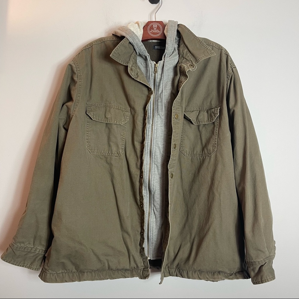Faded Glory Mens Coat With Hoodie Size XLarge Hunter Green - Picture 1 of 12